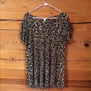 Cato Leopard Print Blouse - Black and Brown